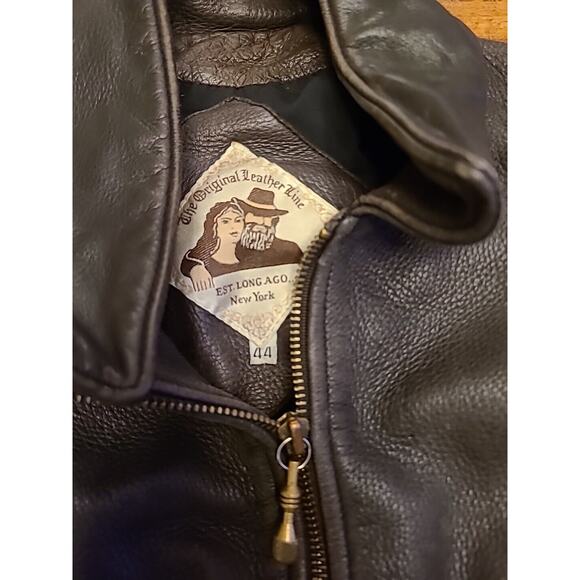THE ORIGINAL LEATHER LINE NYC VINTAGE LEATHER JACKET SIZE 44 BROWN - Picture 10 of 12
